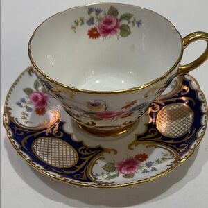 Elegant Floral Gold-Trimmed Teacup and Saucer Set
